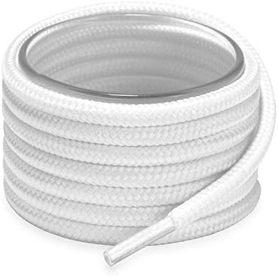Shoemate Solid Color Round Shoe Laces for Sneakers, Boots and Athletic Shoes, Shoe Strings, White, 50"(127cm) 1-Bai ROD-127-1