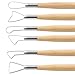 Suiwotin 6pcs Double-Sided Clay Sculpting Tools, Wooden Handle Ribbon Clay Tools, Pottery Trimming Tool, Clay Wire Loop Sculpture Set for Ceramic, Wax Carving Modeling