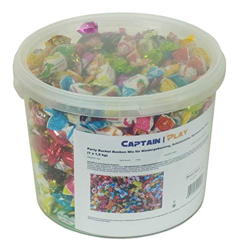 CAPTAIN PLAY | Party Bucket Bonbon Mix für Kindergeburstag, Schatzsuche, Halloween | 1,5 kg