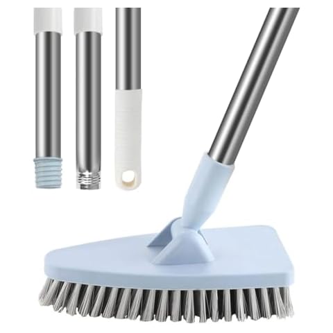 GeeRo Tile Floor Scrub Brush, Scalable Rotatable Tub Scrub Brush with Long Handle - 50" Stiff Bristle Grout Brush, Detachable Handle for Cleaning Removable Tub, Bathroom, Tile, Wall and Kitchen Cover