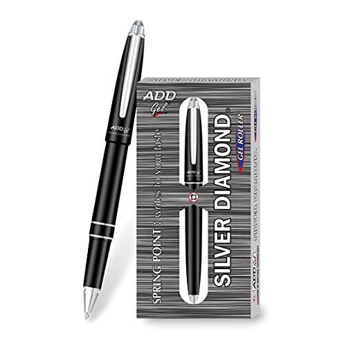 Image of ADD Gel Combo Offer Pack Of 2 Pen Sliver Diamond - Roll tech Gel Roller Pen - Black