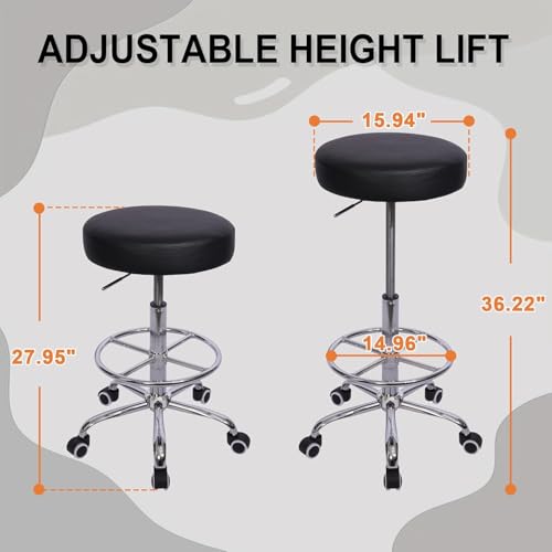 VECELO Home Office Desk Chair, Height Adjustable Cross Chair with Swivel Wheels, PU Rolling Task Seating for Living Room, Bedroom, Office, Study, Black-1PC by VECELO - Image 2