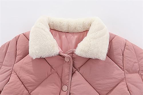 Little Girls Boys Fur Trim Winter Warm Button Pocket Down Jacket Coat Windproof Puffer Outerwear2