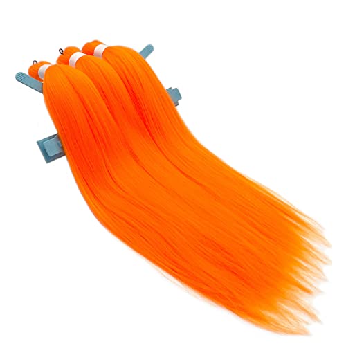 Color Orange Braiding Hair Pre Stretched Synthetic Colored Hair Extensions For Braiding Box Braids Pre Stretched Kids Micro Knotless Hypoallergenic Prestressed Braiding Hair (Orange Braids 3Packs) #TOP4
