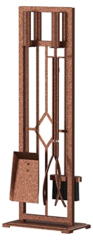 Fire Beauty 5 Pieces Fireplace Tools Set Wrought Iron Fire Place Pit Poker Holder(Antique Bronze) #TOP7