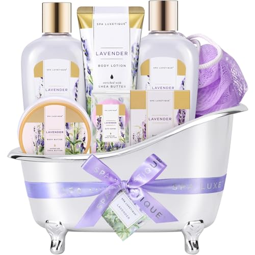 Set de Regalo de Baño para Mujer - 8pcs Set de Bienestar con Fragancia de Lavanda para Mujer, Regalo de Cumpleaños Set de Belleza con Baño Deco, Regalos de Navidad, Regalos de Año Nuevo