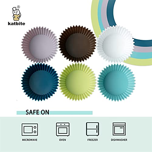 Katbite Silicone Cupcake Baking Cups 48 Pack, Heavy Duty Silicone Baking Cups, Reusable & Non-Stick Muffin Cupcake Liners Holders Set For Party Halloween Christmas Bakery Molds Supplies #TOP7