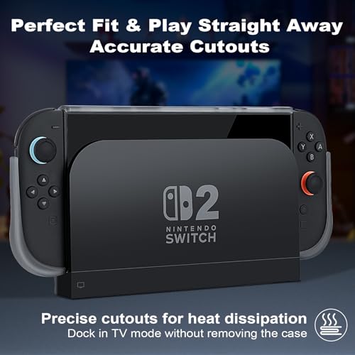 MoldRaychi Protective Case for Nintendo Switch 2, Slim Dockable TPU Cover, Kickstand Compatible, Shockproof Protection - Lightweight Design, No Front Screen Layer (Clear Black) by MoldRaychi - Used condition - Image 6
