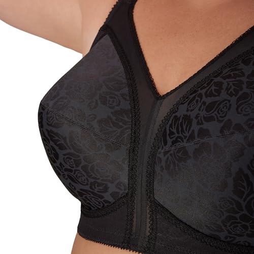 PLAYTEX Womens 18 Hour Comfort-strap Wireless Bra, Full-coverage With 4-way Trusupport, Single & 2-pack Bras, Black, 44DDD US