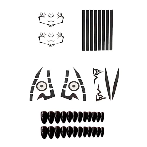 TLSDDTY Ryomen Sukuna Tattoo Stickers Anime Cosplay Temporary Tattoos Body Face Wrist Stickers Makeup Props + Keychain (8481)