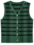 WIHOLL Lightweight Sweater Vest for Women Knit Spring Summer Tank Tops Business Casual Outfits Womens Tops Beach Vacation Clothes 2025 Trendy Green and Black Striped M