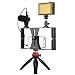 Produktbild jfhrfged Smartphone Video Rig Telefon Video Stabilizer Grip Stativhalterung mit Mikrofon und LED-Leuchten für iPhone