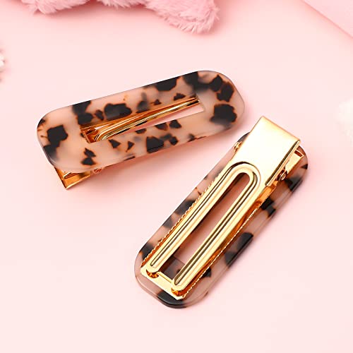 Lurrose 2 Pieces Tortoise Shell Hair Clips Leopard Barrettes Duckbill Hair Clip Vintage Hair Clip Leopard Print Hair Clips For Women Girls #TOP5