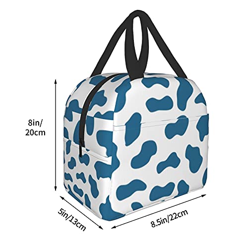 Carati Insulated Lunch Bag Reusable Lunch Box Women Men, Cooler Lunch Boxes Waterproof Lunch Tote For Picnic Office Work, Cute Teal Cow Print #TOP3
