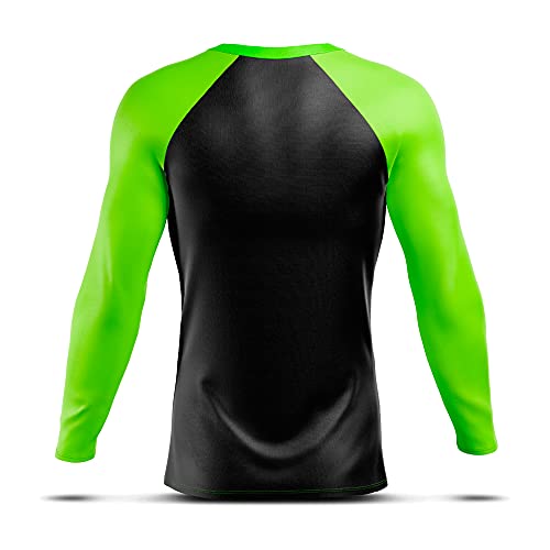 Camisa Térmica Segunda Pele AD Store Proteção Uv+50 Preto Verde Neon (M)