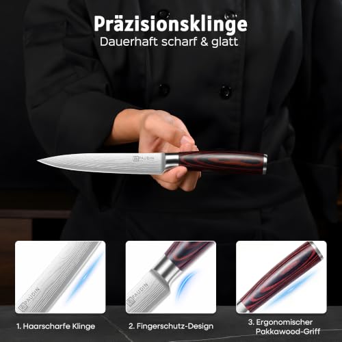 PAUDIN Kochmesser Allzweckmesser Profi 13 cm Scharf Küchenmesser Chefmesser aus rostfreiem Deutscher Edelstahl mit ergonomischem Griff – Ansicht 3