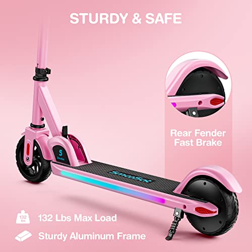 Smoosat E9 Pro Electric Scooter For Kids, Colorful Rainbow Light, Led Display, Adjustable Speed And Height, Foldable, Ages 8 And Up #TOP4