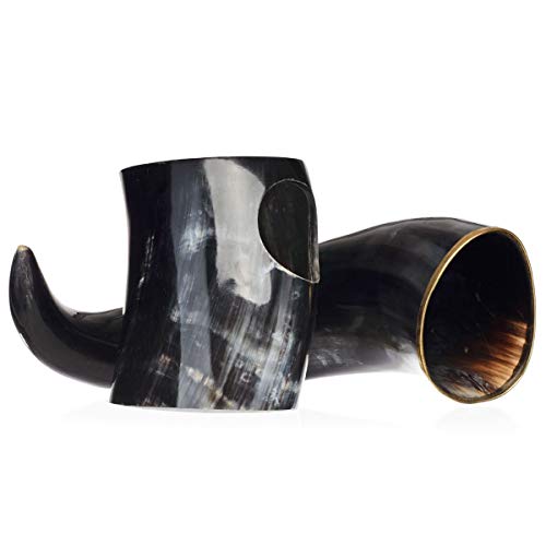 AleHorn Viking Horn Mug with Stand | Viking Drinking Horn Mug, Viking Cup | Handcrafted Tankard Mug, Viking Beer Mug | Viking Drinking Cup | Viking Mugs | Horn Cup - Viking Mug | Polished 20 oz