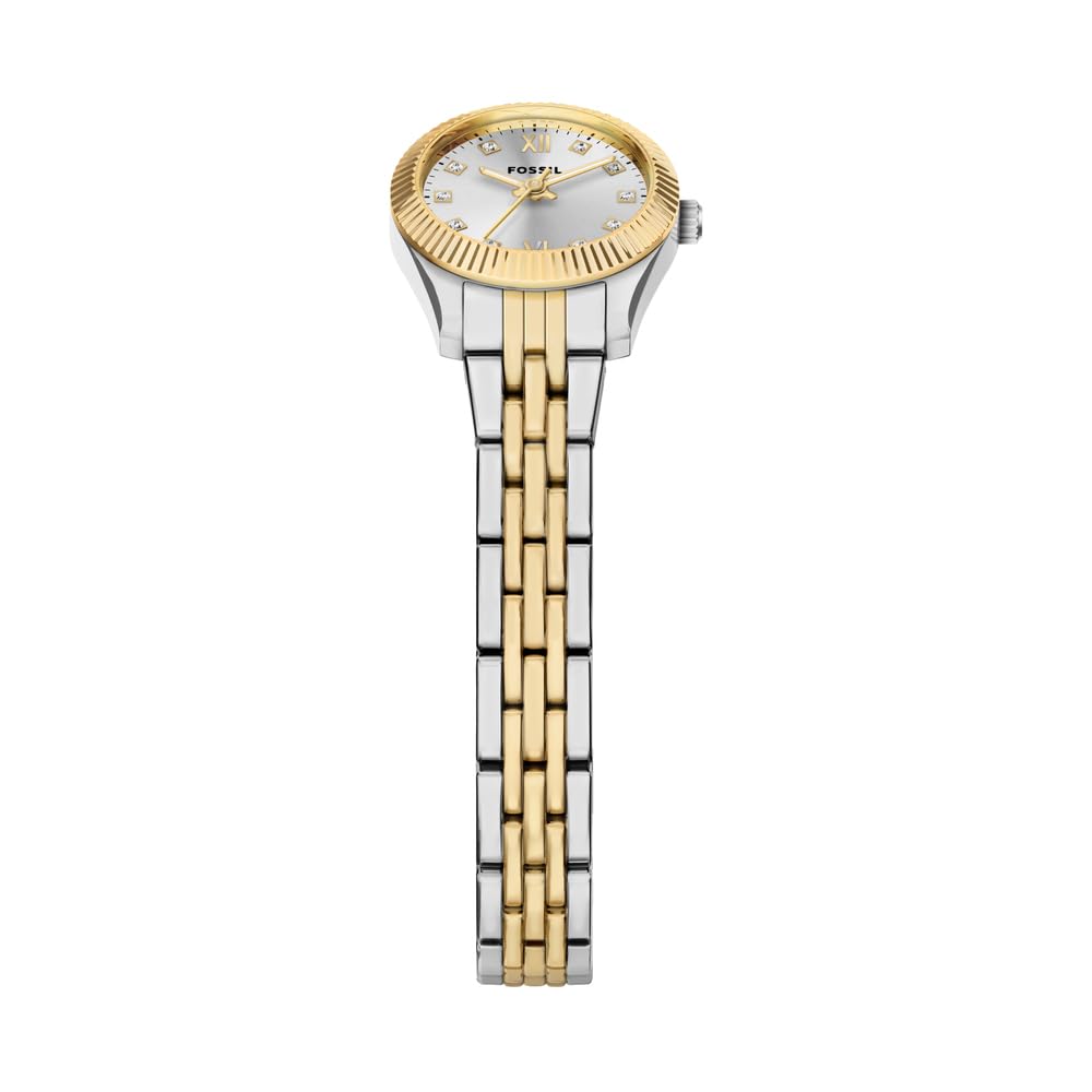 Fossil Scarlette Damen 20MM silberfarbene Edelstahl-Uhr, ES5473