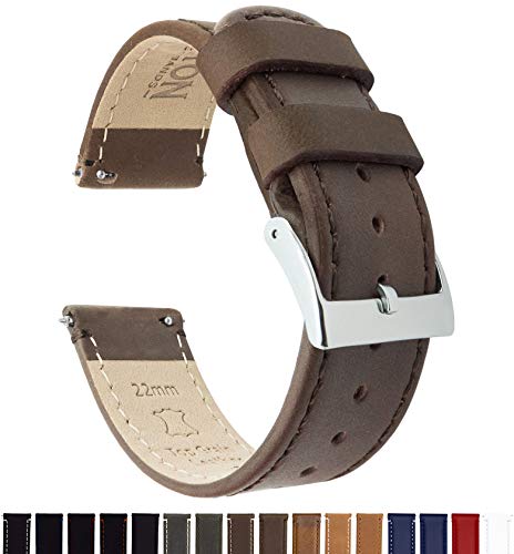 Image of BARTON WATCH BANDS - Top Grain Leather Watch Bands Compatible with Apple Watch Models - 1, 2, 3, 4, 5, 6, 7, 8, 9, 10, SE, Ultra & Ultra 2