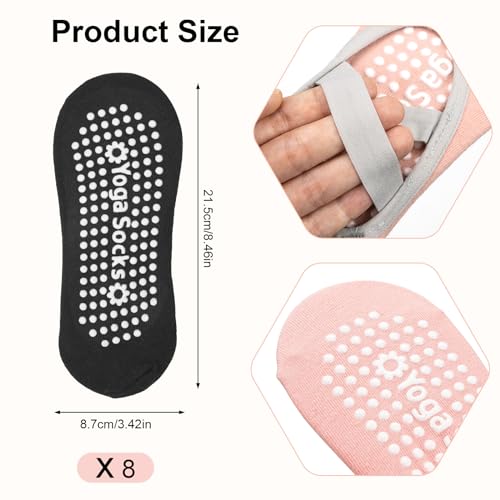 4 Pares Comodos Calcetines Yoga Pilates Para Mujeres y Hombres Antideslizantes Calcetines Artes Calcetín Marciales Tobillero Deportivo Con Puntos Antideslizantes para Yoga Fitness Ballet, EUR 36-39 - imagen 3