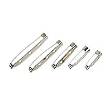 Chenkou Craft 50pcs Assorted of 5 Sizes Silver Plated Metal Back Brooches Bar Pin (Silver, Mix)