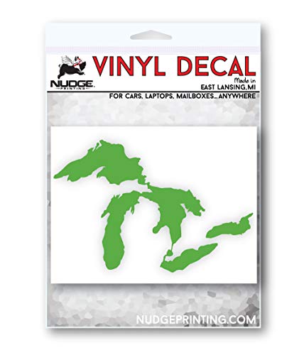 Image of Great Lakes Sticker Michigan Car Decal Premium Heavy-Duty Waterproof Vinyl for Bumpers, Windows, Laptops, Water Bottles or Coolers (Lime Green, 4.5 inch Wide)
