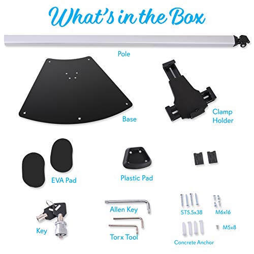 Pyle Anti-Theft Adjustable Tablet Security Stand - Metal Floor Mount Tablet Holder W/ Lock, 360 ° Rotation, Works W/ Ipad Mini, Kindle Fire Hd, Samsung Galaxy, Android Tablets Pspadlk62 #TOP6