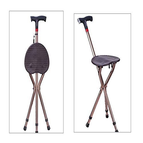 Smart Gehstock Folding Höhenverstellbarer Teleskopstange Hocker mit Sitz Led-Radio und Alarmanlage Crutch gebührenpflichtige für Männer und