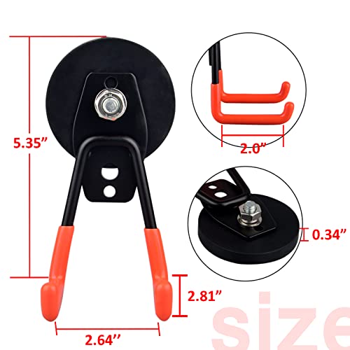 Ulibermagnet Heavy Duty Large Garage Magnet Hooks, 2 Pack Strong Storage Utility Magnetic Hooks With Anti-Slip Coating For Indoor & Outdoor Hanging (Orange) #TOP2