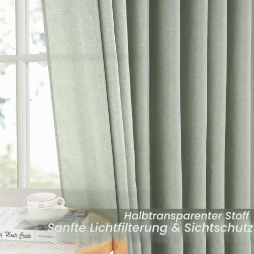 MRTREES Extra Breite Gardinen mit Ösen Leinenoptik Halbtransparent für Große Fenster Wohnzimmer Schlafzimmer Modern 1 Stück… – Ansicht 4