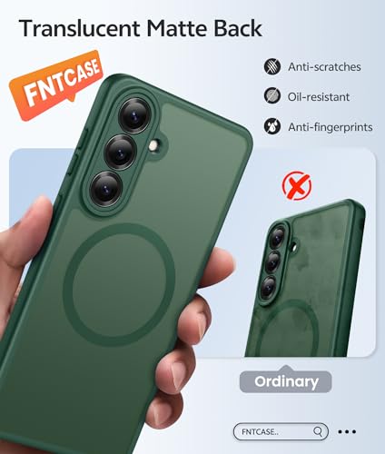 Image of FNTCASE for Samsung Galaxy S26+ Plus Case: [Fit for Magsafe] [Full Camera Protection + Screen Protector] Translucent Matte Military Grade - Shockproof Protective Phone Cover for S26 Plus - Green
