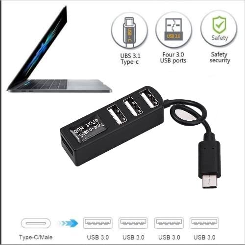 Image of XIKKART USB 3.0 Hub, 4 Ports, Pocket Sized, Plug & Play, USB 3.1 Adapter for PC Apple MacBook