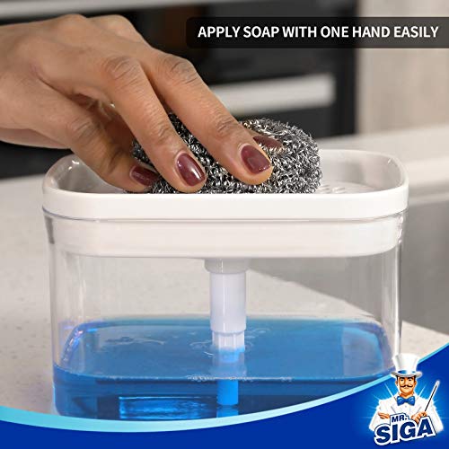 Image of MR.SIGA Dish Soap Dispenser with Sponge Holder for Kitchen, White