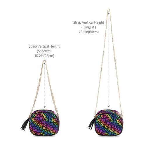 Image of ALAZA Women's Rainbow Leopard Print Cheetah PU Leather Crossbody Bag Shoulder Purse with Tassel