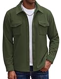 COOFANDY Mens Shirt Jacket Long Sleeve Polar Fleece Shacket Casual Button Down Shirts with Pockets Army Green