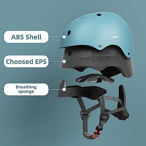 XJD Kids Helmet Toddlers Bike Helmet Age 3-13 Years Adjustable Skateboard Helmet for Cycle BMX Scooter Roller Skating for Children Boys/Girls (Dusty Blue - Image 2