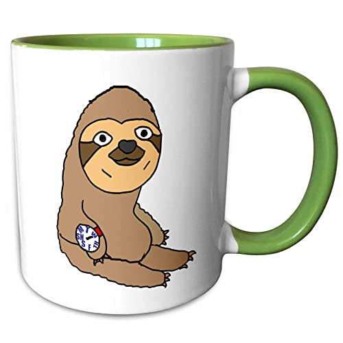 3dRose Cute Funny Sloth Wearing Daily 15oz Two-Tone Green Mug