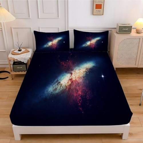 Spannbettlaken 90x200cm Universum Sternenhimmel Spannbetttuch...