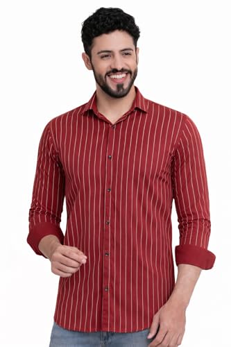 Image of Men's Cotton Casual Printed Striped Stylish Shirt for Men
