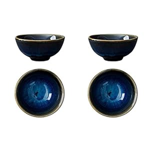 PRETYZOOM Kungfu Theekopjes, 4 stuks, keramiek, Japanse zakjes, set van 4 stuks, keramische kopjes, porselein, theekopjes, traditionele theeschalen voor thuis, warme of koude sake