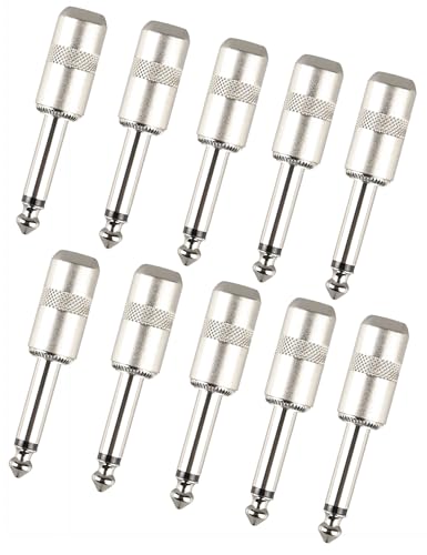 Mr.Power - Mr.Power 1/4" TS Audio Plug 6.35mm Mono Connector, Solder Jack Heavy Duty for Electric Guitars, Bass, Keyboards, Speaker, Amplifiers, DJ Mixers, Microphone Cables, Other Musical Instruments(Silver)