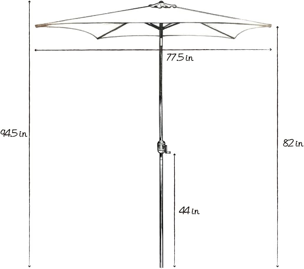 DAVEE Furniture 6.5 Ft Square Market/Patio Umbrella with Tilt and Crank, Perfect for Garden, Lawn,Deck,Backyard and Pool （Green