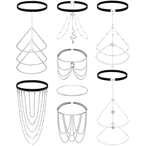 Kakonia 8PCS Gold Thigh Chain Jewelry Cover