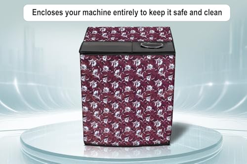Image of Stylista Washing Machine Cover Compatible for Godrej 8.5 KG Semi-Automatic Top Loading WSEDGEDIGI855.0PB2MGPGR, Floral Pattern Magenta