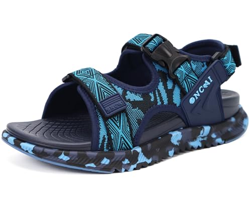 ONCAI Sandalias Trekking Hombre，Soporte Para El Arco Plantar Corte De Malla con Correa Ajustable Sandalias Senderismo Para 2026 Hombre Verano Antideslizantes Zapatos Camuflaje Azul Talla 44