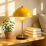  CONCEPT USINE  Lampe Champignon Jaune Vintage Edith  Design Rétro Chic en Métal et Bois  Lampe de Table Déco pour Bureau, Salon ou Chambre  Compacte et Élégante  38 cm