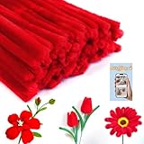 手芸モール モール 単色 30cm×6mm 約100本 工作 モール カラーモール フラワーモール スティック 子供知育玩具 クリスマスツリー飾り DIY 飾り物 骨格モール 学校 手作り素材 手芸 用品 記念日 誕生日 母の日 画材 (レッド)