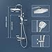 HOMELODY Duschsystem mit Thermostat und Glasablage Chrom - Duscharmatur Komplettset mit 30cm, Handbrause 3 Strahlarten und Unterer Auslauf - Duschset Regendusche mit Armatur