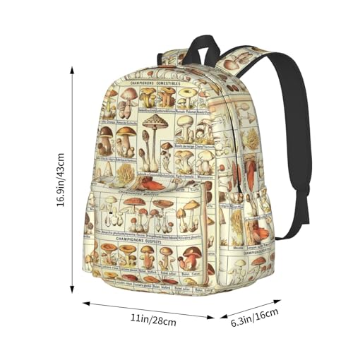 Vintage Mushrooms Laptop Backpack Shoulder Bag Laptop Pack Travel Backpacks Commuter Back Pack Casual Daypack Bags With Side Pockets4
